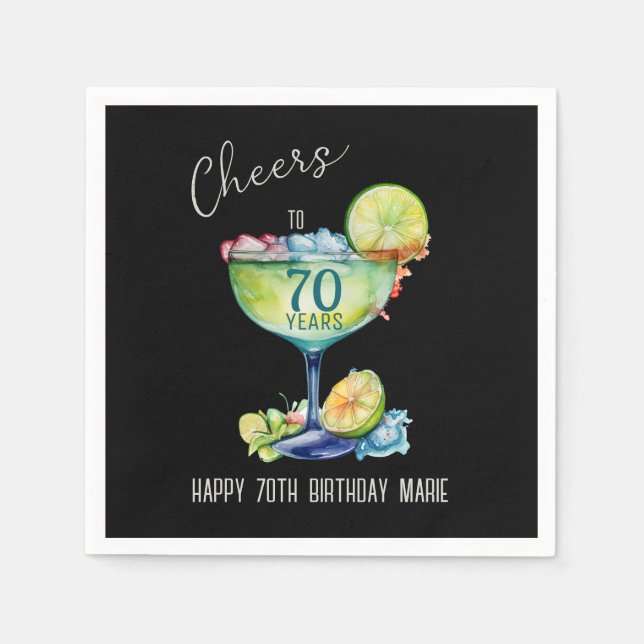 Guardanapo De Papel Cheers to 70 Years Milestone Birthday  (Frente)