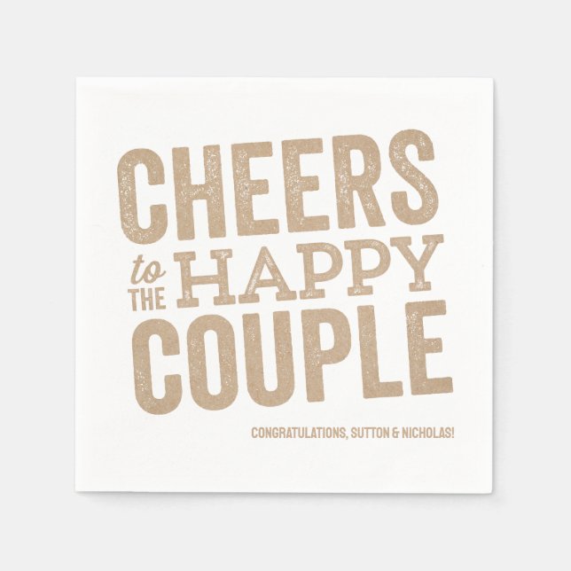 Guardanapo De Papel Cheers to the happy couple neutral wedding (Frente)