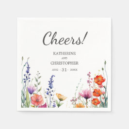 Guardanapo De Papel Cheers Vibrant Wildflowers Elegant Wedding