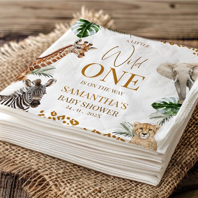 Guardanapo De Papel Cheetah Safari Wild One Baby Shower Paper (Little Wild One Safari Baby Shower Paper Napkin, Safari Baby Shower Napkin, A Little Wild One Napkin)