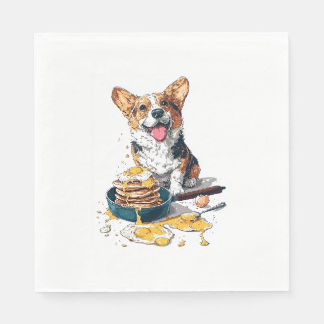 Guardanapo De Papel Chef Corgi - Cão Cozinhar engraçado (Frente)