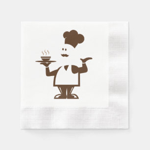 Guardanapo De Papel Chef segurando uma tigela de sopa