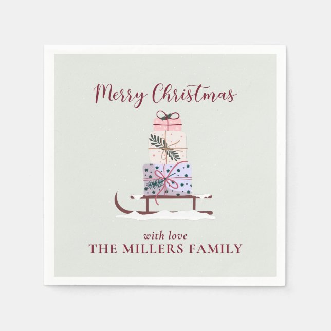 Guardanapo De Papel Cheio de presentes, verde-claro (Frente)