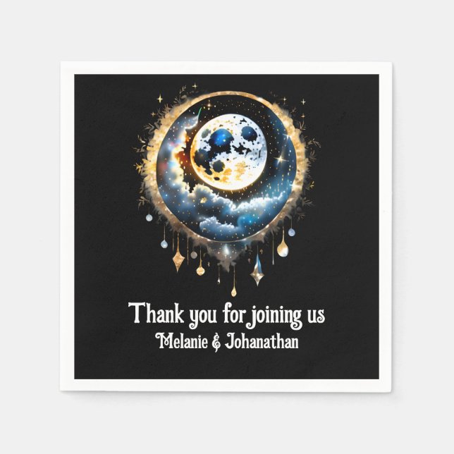 Guardanapo De Papel Cheio lua estrelada noite estrelada luna celestial (Frente)