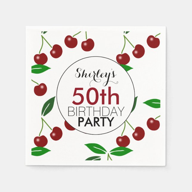Guardanapo De Papel Cherry 50º Papel de Festa de aniversário Napkin (Frente)