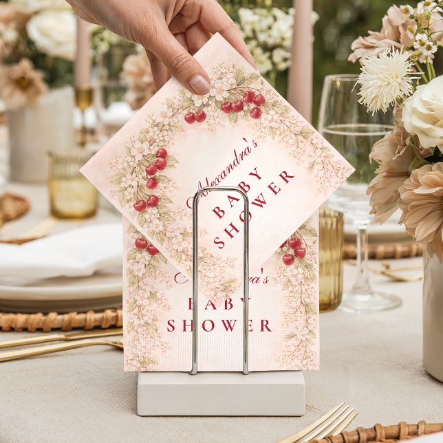 Guardanapo De Papel Cherry Bloom Floral Baby Shower (Criador carregado)