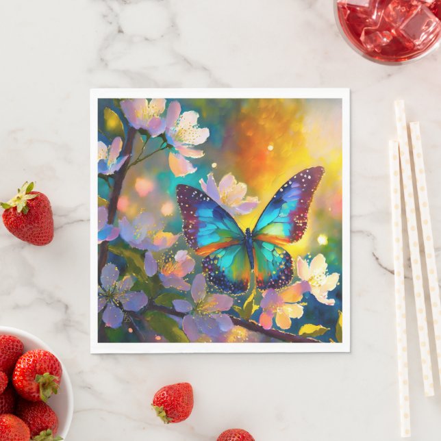 Guardanapo De Papel Cherry Blossom Fantasy Sunrise Borboleta (Insitu)