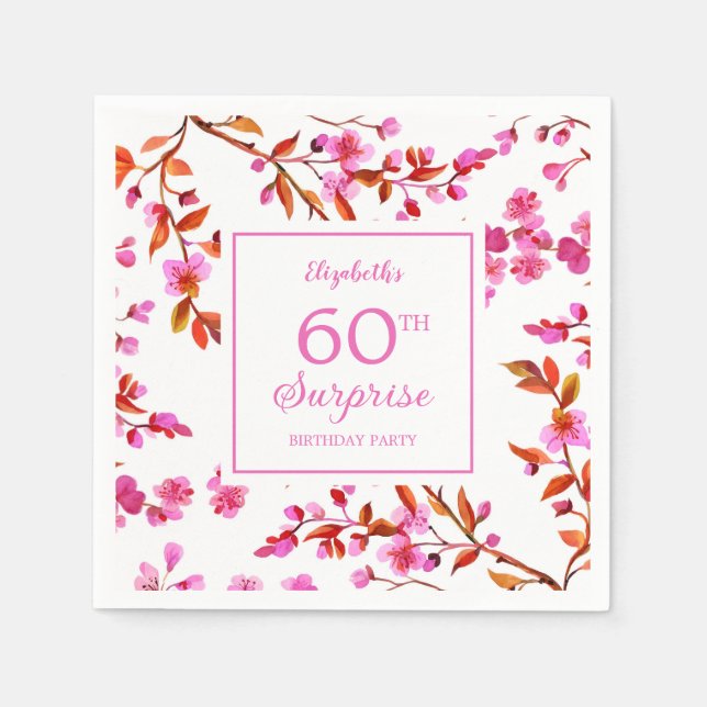 Guardanapo De Papel Cherry Blossom Floral Surpresa Rosa Pink Aniversár (Frente)