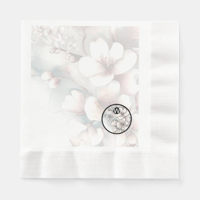 Guardanapo De Papel Cherry Blossom Monogramas Napkins (Frente)