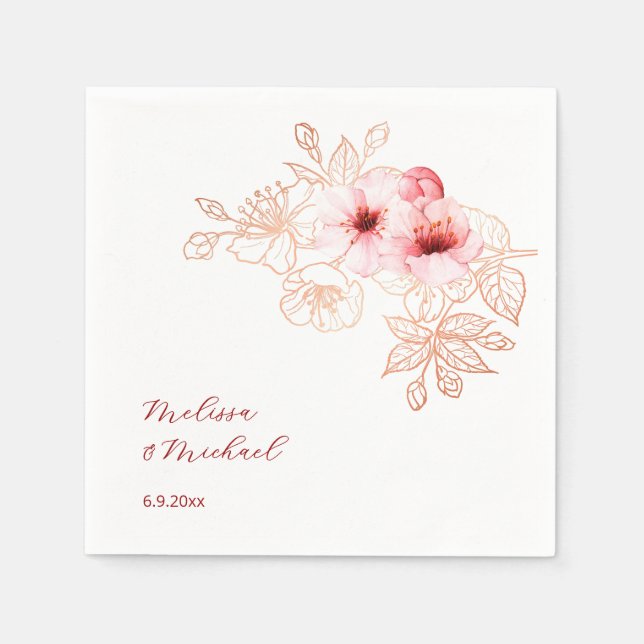 Guardanapo De Papel Cherry Blossom Pink White Wedding (Frente)