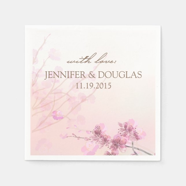 Guardanapo De Papel Cherry Blossom/Sakura Casamento Cocktail Napkin (Frente)