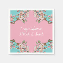 Cherry Blossom Teal Retro Vintage Chá de fraldas