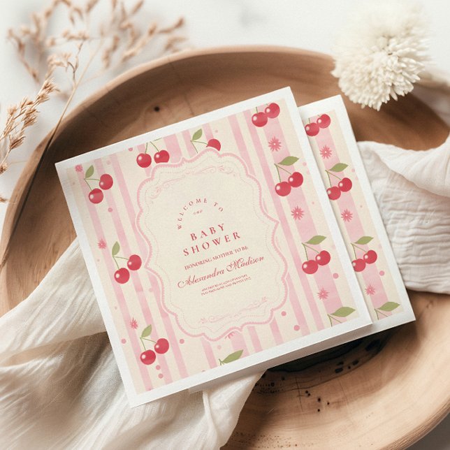 Guardanapo De Papel Cherry Coquette exclusivo no Chá de fraldas superi (Criador carregado)