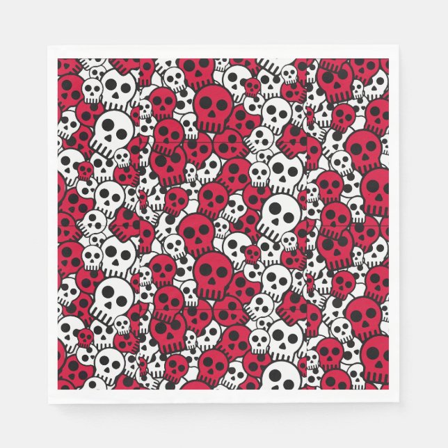 Guardanapo De Papel Cherry Gothic Skull Pattern Impressão (Frente)