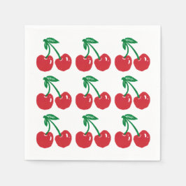Guardanapo De Papel Cherry Linocut Block Impressão Design Cocktail Nap