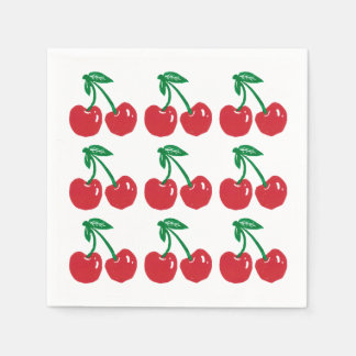 Guardanapo De Papel Cherry Linocut Block Impressão Design Cocktail Nap