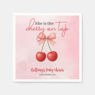 Guardanapo De Papel Cherry no Top Pink Girl Chá de fraldas