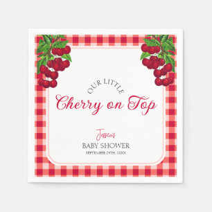 Guardanapo De Papel Cherry no topo do Chá de fraldas de Xadrez Gingham