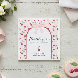Guardanapo De Papel Cherry On Top Baby Shower Coquette Pink Cute