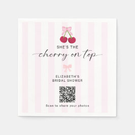 Guardanapo De Papel Cherry On Top Bridal Shower QR Code Share Photos