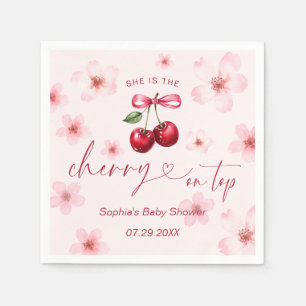 Guardanapo De Papel Cherry On Top Chuveiro de Bebê Rosa Flor de Cereje