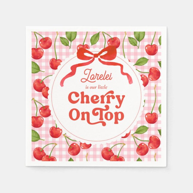 Guardanapo De Papel Cherry Personalizado no Topo Aniversário Napkins (Frente)