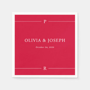 Guardanapo De Papel Cherry Red Modern Lines e Casamento Monograma