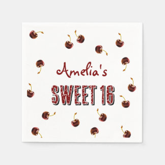 Guardanapo De Papel Cherry Sweet 16 Partido Personalizado