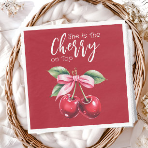 Guardanapo De Papel Cherry Vermelho no Chá de fraldas do Arco Rosa Coq