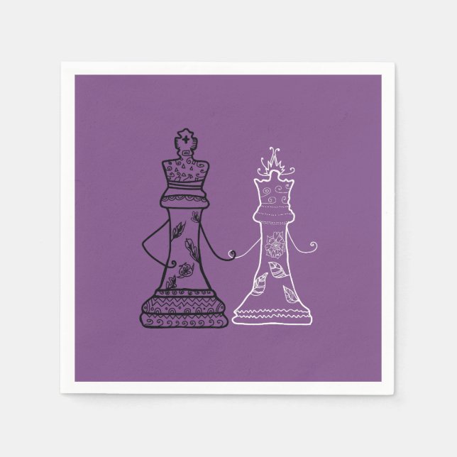 Guardanapo De Papel Chess King Queen Figures Napkins (Frente)