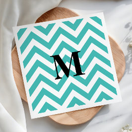 Guardanapo De Papel Chevron Azul com Monograma