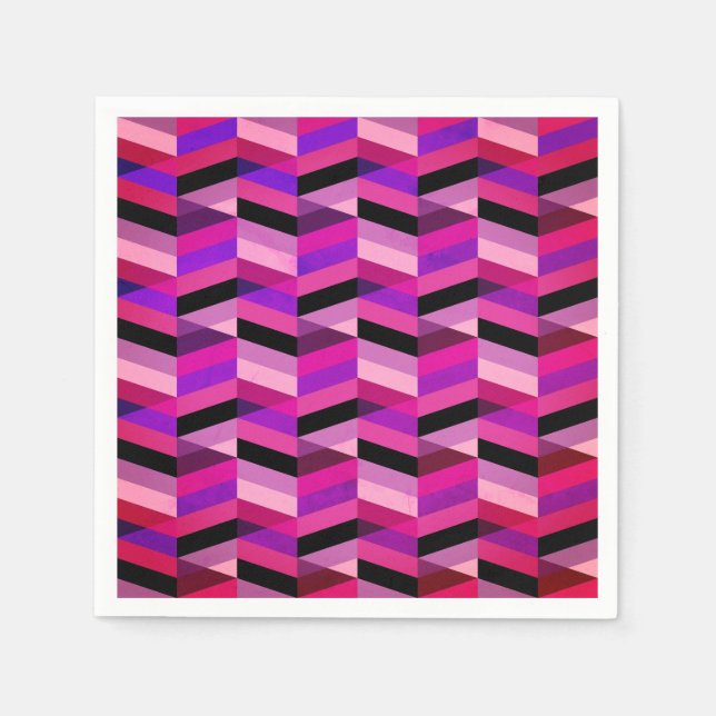 Guardanapo De Papel Chevron/Herringbone Abstrato | Roxos e Violeta (Frente)