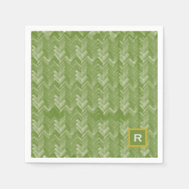 Guardanapo De Papel Chevron Herringbone Patterna Forest Verde Inicial