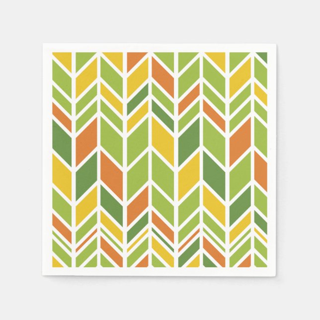 Guardanapo De Papel Chevron Laranja e Verde Retroativo Zig-Zag (Frente)