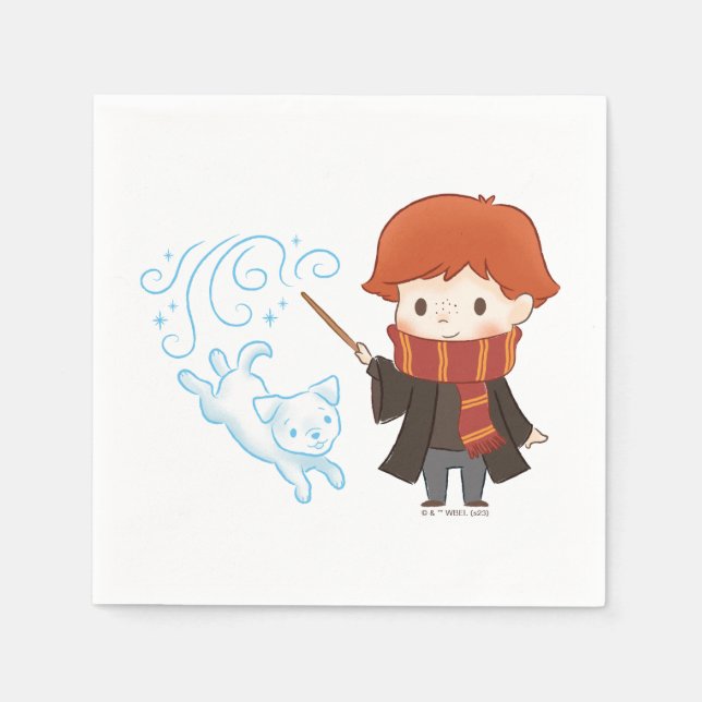 Guardanapo De Papel Chibi Ron Weasley Patronus (Frente)