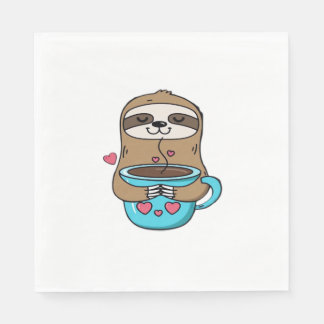 Guardanapo De Papel Chibi Sloth Coffee Lover - Cute Kawaii Sloth Huggi