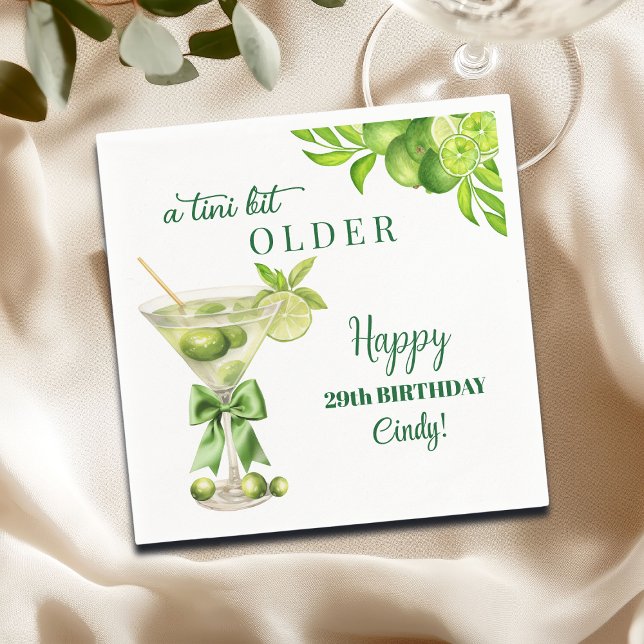 Guardanapo De Papel Chic A Tini Bit Older Lime Martini 29th Birthday (Criador carregado)