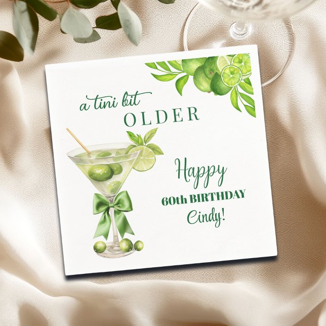 Guardanapo De Papel Chic A Tini Bit Older Lime Martini 60th Birthday (Criador carregado)