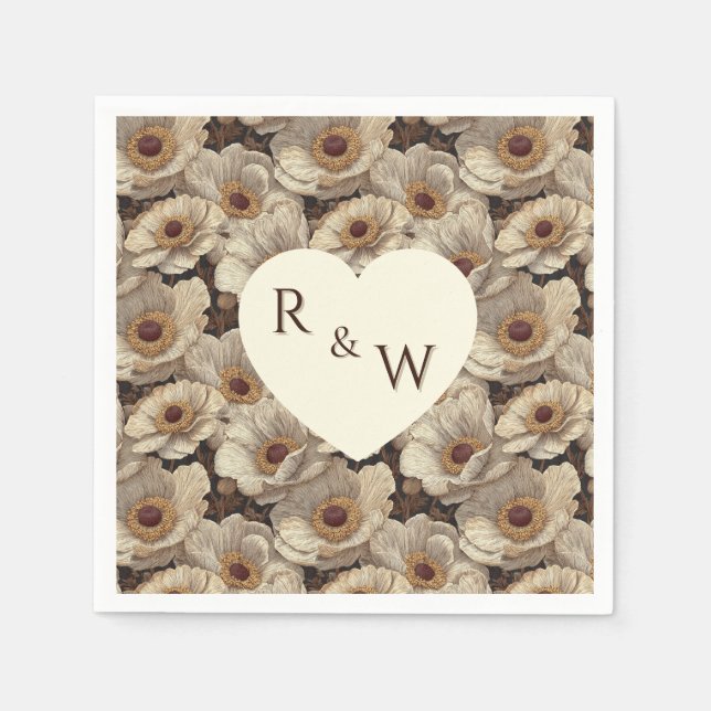 Guardanapo De Papel Chic Anemones Sparkle Autumn Wedding (Frente)