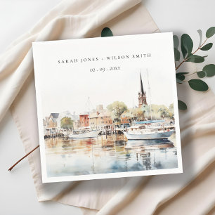 Guardanapo De Papel Chic Annapolis Maryland Watercolor Wedding
