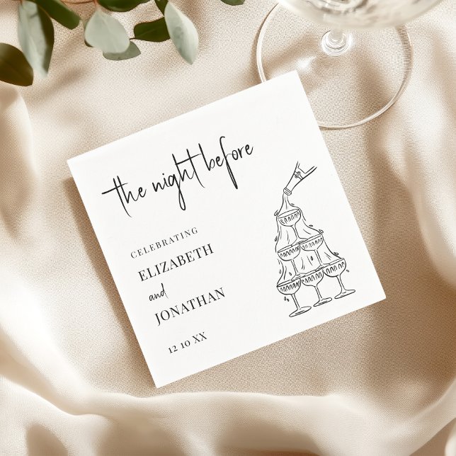 Guardanapo De Papel Chic Black White Rehearsal Dinner Champagne Tower (Criador carregado)
