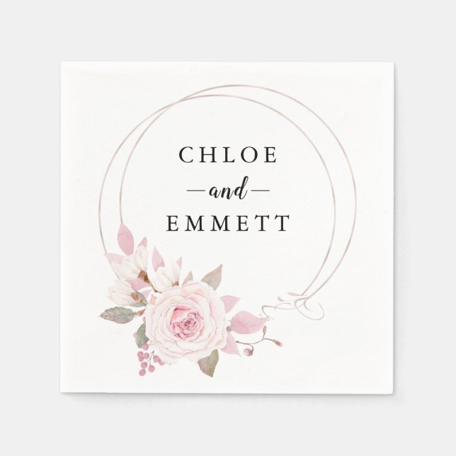 Guardanapo De Papel Chic Blush Rosa Rosa Floral (Frente)