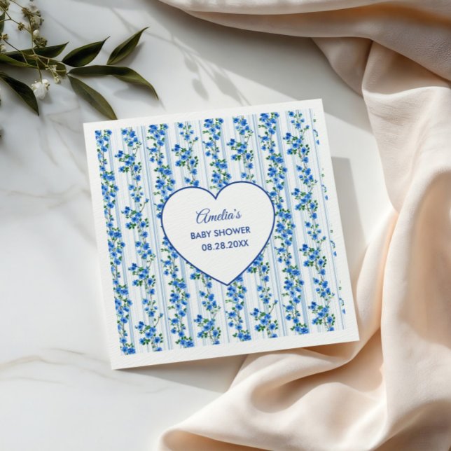 Guardanapo De Papel Chic Boho Blue Wildflower Boy floral Baby Shower  (Criador carregado)