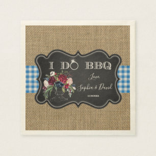Guardanapo De Papel Chic Burlap Gingham e Chalk I DO CHURRASCO Custom