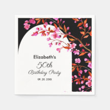 Chic Cherry Blossom Sakura Black White Birday
