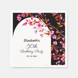 Guardanapo De Papel Chic Cherry Blossom Sakura Black White Birday