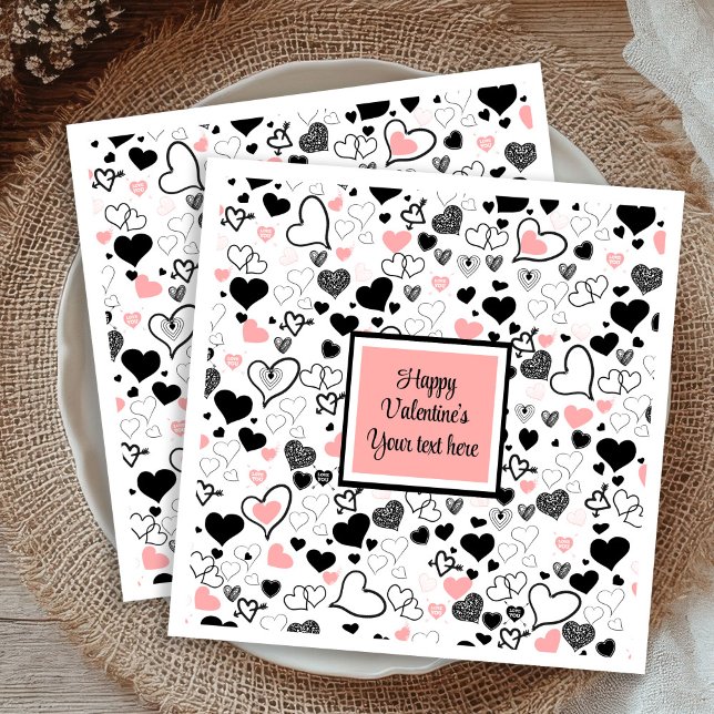 Guardanapo De Papel Chic Custom Valentine’s Day Heart Sketch Tableware (Custom Valentine’s Day Heart Sketch Tableware Napkins)