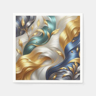 Guardanapo De Papel Chic Elegant Swirls in Dourado, Silver, Blue, Yell