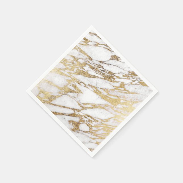 Guardanapo De Papel Chic Elegant White e Dourado Padrão Marble (Canto)