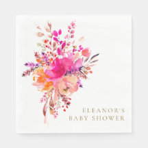 Chic Elegante Rosa Floral Chuveirinho de Bebê Pers